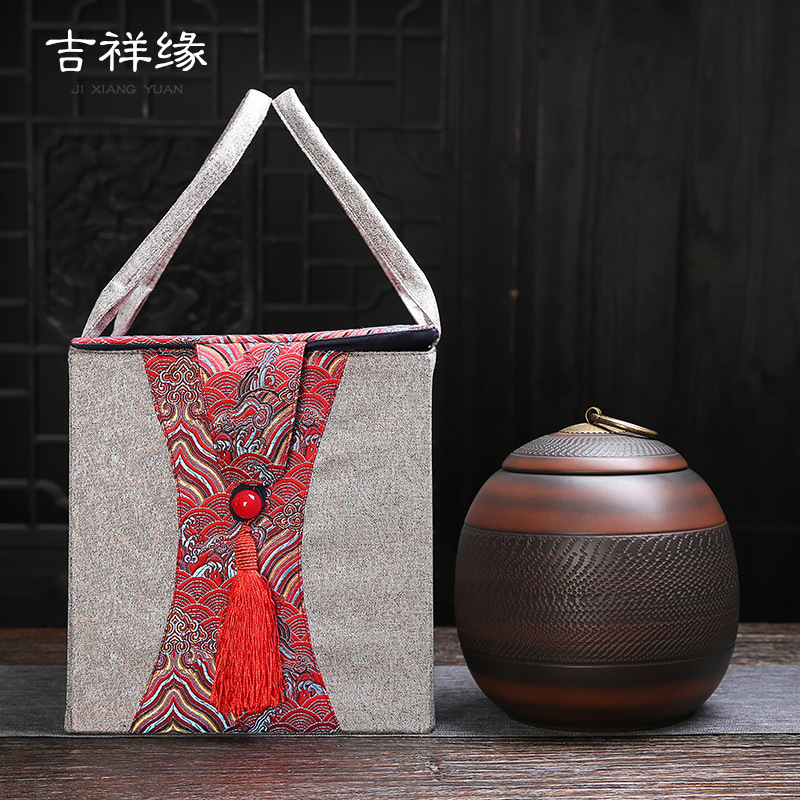 建水紫陶茶葉罐陶瓷儲茶罐大號茶倉紫砂泥普洱大容量醒茶罐家用