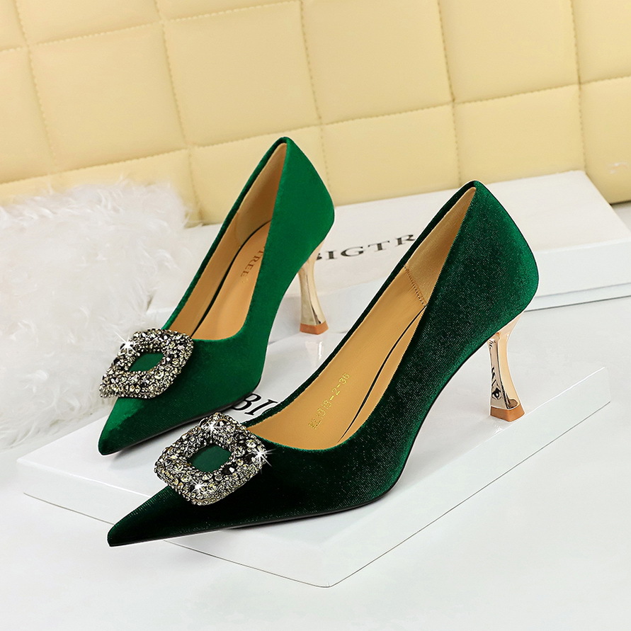 Elegant Stiletto Pumps With Rhinestone Buckle For Evening Events_voghion.com
