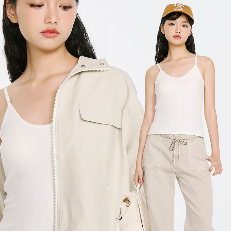 Meina Shudan 5133 Thin Camisole for Women with Built-In Bra Pads, No Need to Wear a Bra, Cotton Modal, Can Be Worn as an Inner or Outer Layer