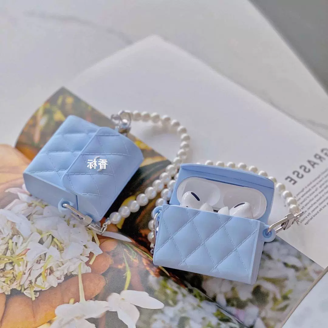 Силиконовый чехол для AirPods (Pearl) с цепочкой искусственной жемчужины, мини-сумочка в стиле Chanel, для AirPods 1/2 Pro 3
