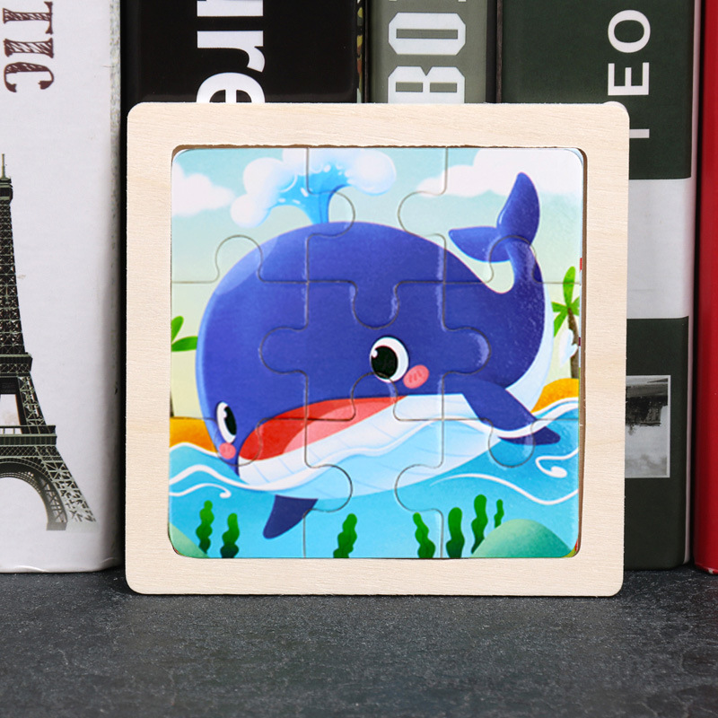 Puzzle pequeño plano de madera de 9 piezas Animal Ocean Traffic Kindergarten Educación temprana Juguetes educativos Puzzle simple de entrada