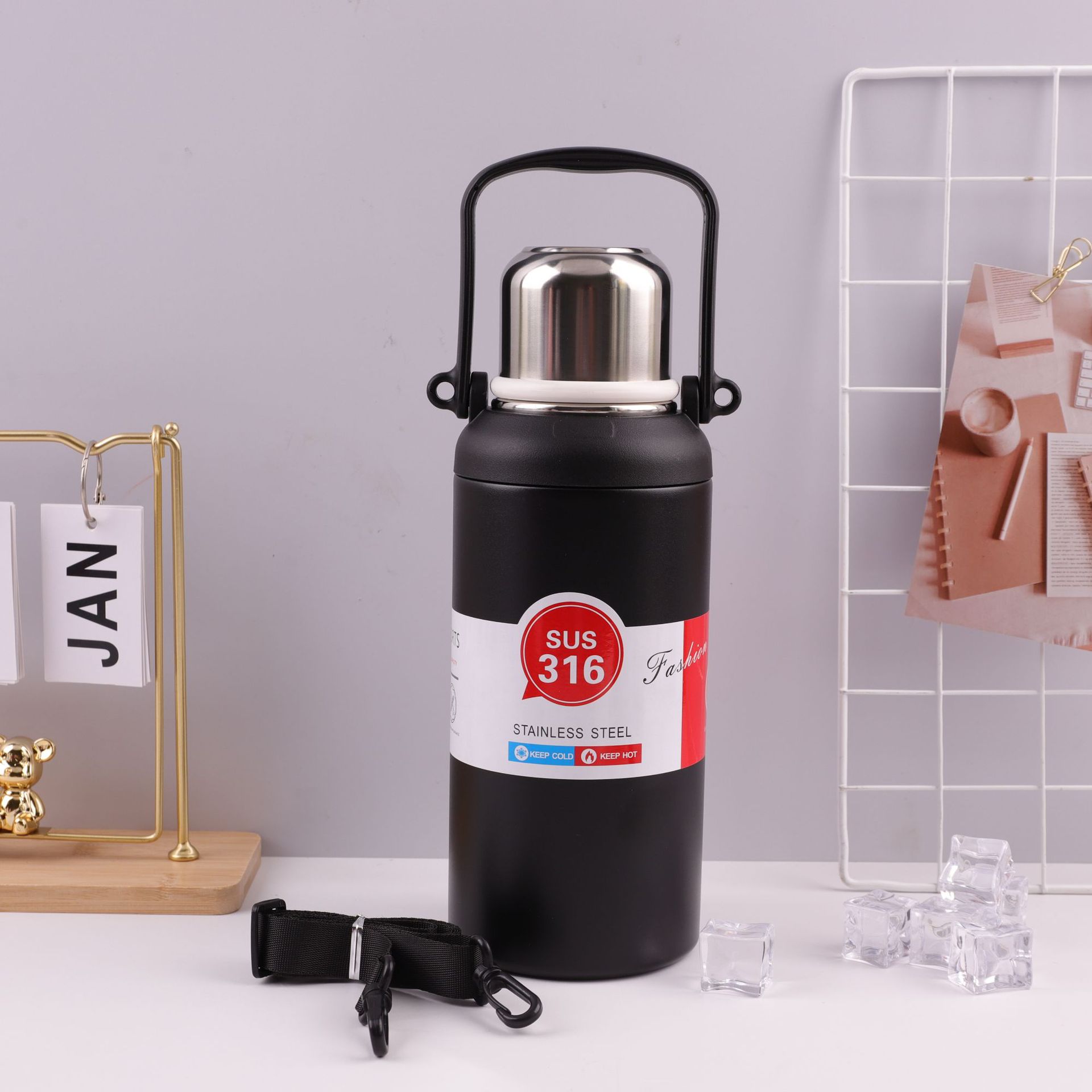 316 termo de acero inoxidable taza de gran capacidad portátil olla montañismo al aire libre olla de viaje bebida directa deportes hervidor termo taza