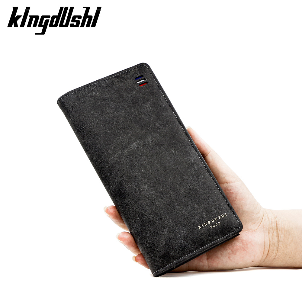 Nuevo bolso largo de hombre simple cuero esmerilado bolso de tarjeta de tarjeta bolso lateral con cremallera bolso largo de hombre al por mayor