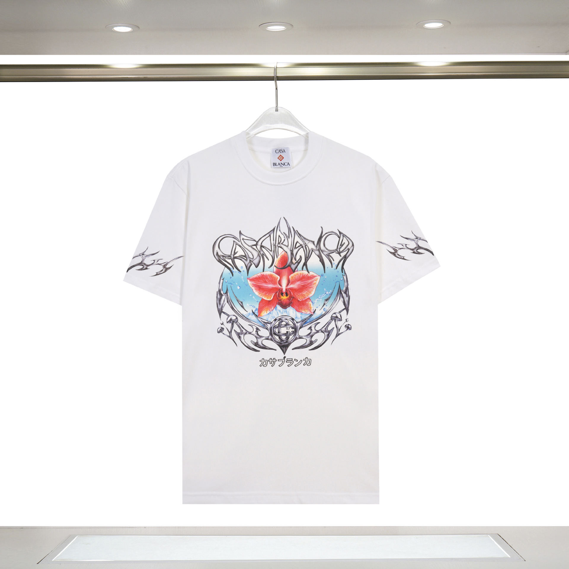 Casablanca T-shirt Orchid Tribal Logo White