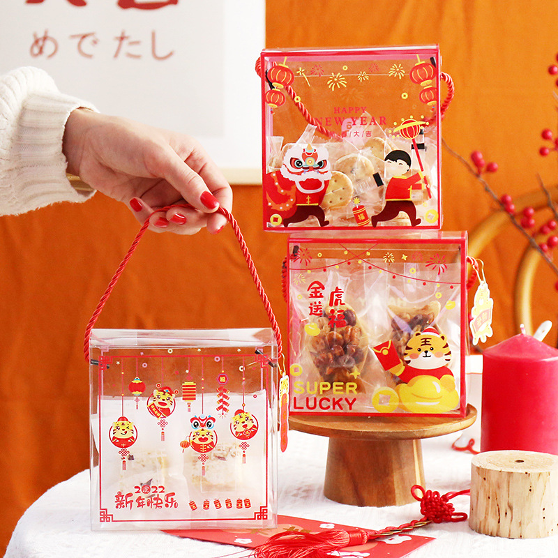 Año nuevo snack caja de regalo copo de nieve crujiente caja de embalaje Caja de galletas portátil regalo transparente caja de regalo de caramelo