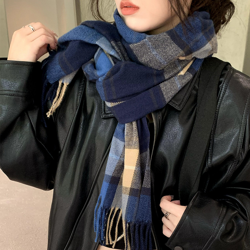 New Cross Border Women's Autumn/winter Cashmere Scarf Fashion Versatile Plaid Shawl Warm And Cold Proof Scarf_voghion.com