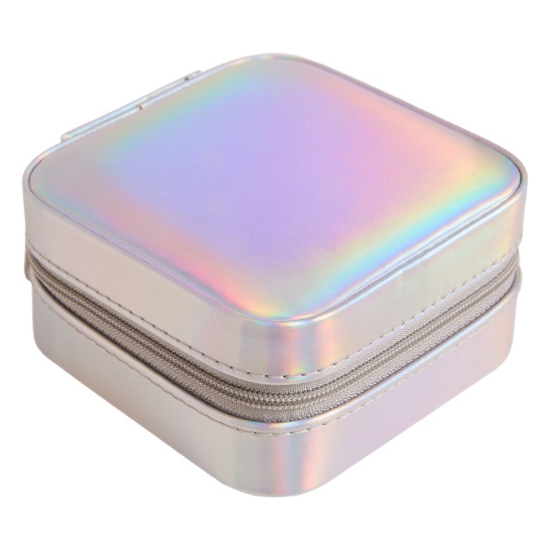 Caja de joyería de la muchacha caja de almacenamiento pendientes anillo caja de joyería pendientes de joyería caja de almacenamiento de joyas estilo ins espejo de gran capacidad