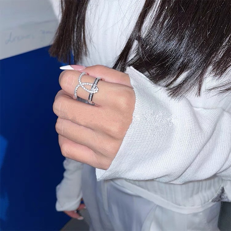 Small design fashionable ring with stone with zircon