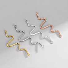 S925纯银几何银线心电图波浪形连接件DIY饰品配件镀K金项手链挂件