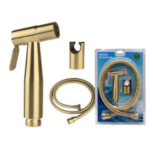 源头厂家批发304不锈钢金色马桶喷枪 马桶伴侣高压冲洗器增压套装