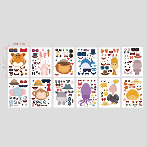 CM2203001 Amazon Cross-border Cartoon Stickers Animal Puzzle DIY Stickers