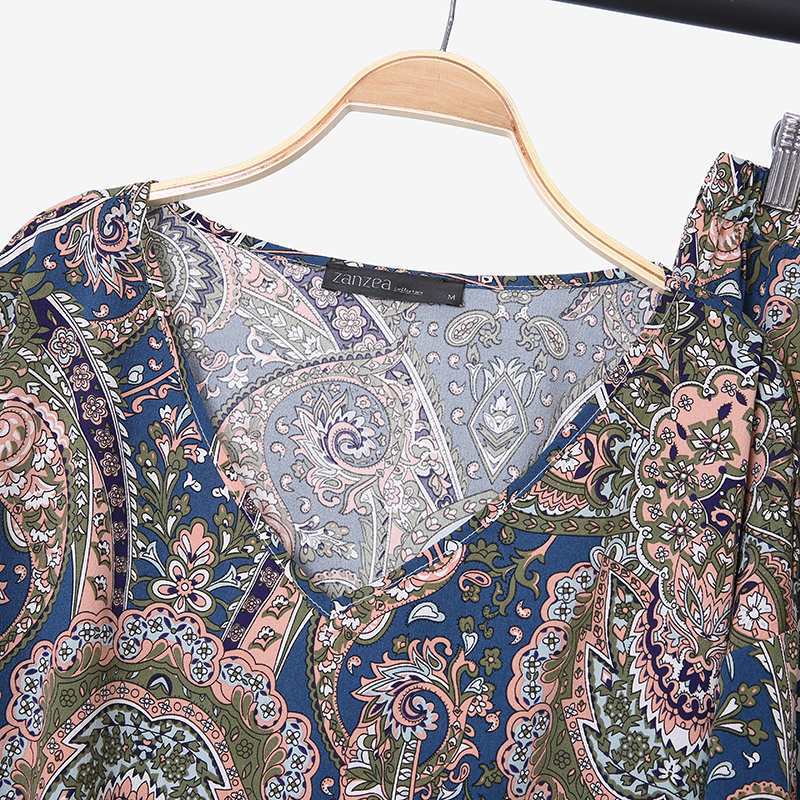 Ensemble haut fleuri à col en V pour femme, pantalon ample à taille élastique, manches longues, style bohème élégant, idéal pour le printemps_voghion.com