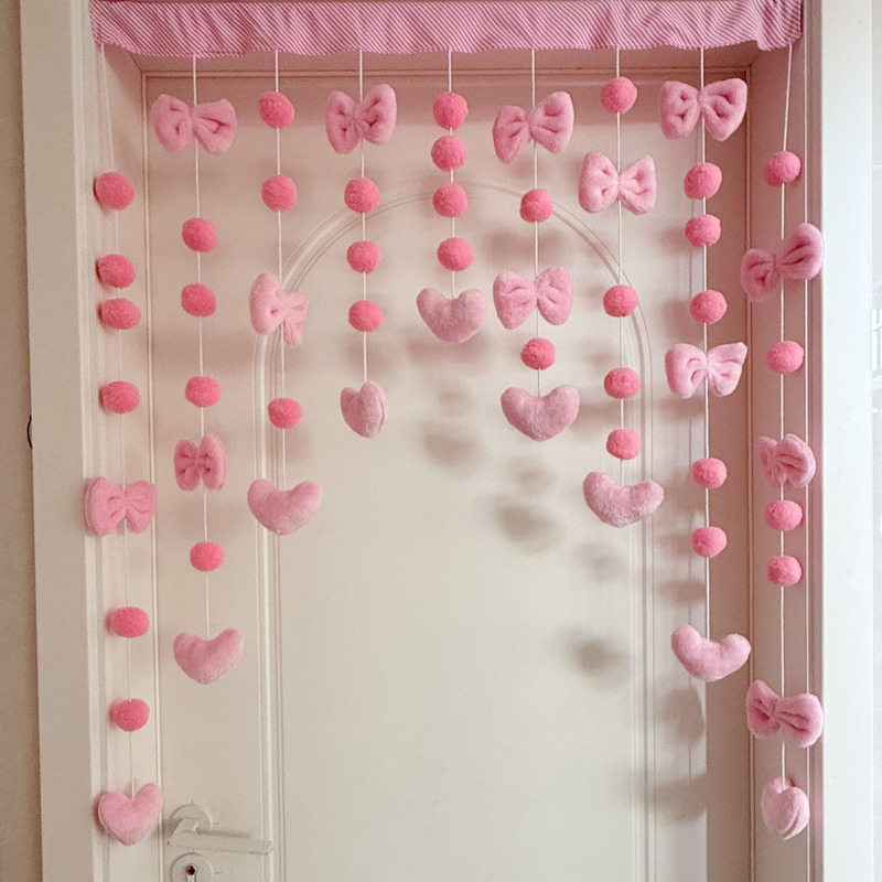 Pink Love Kitchen Bathroom Toilet Door Curtain Partition Curtain Bedroom Door Curtain Shop Commercial Popular Curtain Pendant