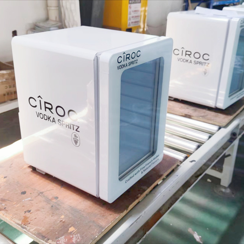 Pejer escritorio refrigerado pequeño refrigerador arco apariencia puede ser personalizado logotipo patrón comercial bebidas vino vitrina