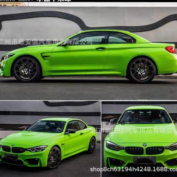 Cross-Border Pet Car Wrap Film in Apple Green for Car Body Paint Color Change, High-Gloss Crystal Modification for Car Roof