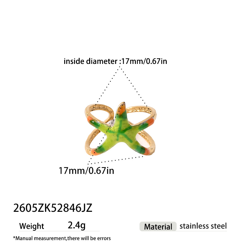 Tina Europa y los Estados Unidos de acero inoxidable INS diseño de anillo de acero inoxidable de alto nivel sensación de viento marino estrella de mar anillo abierto