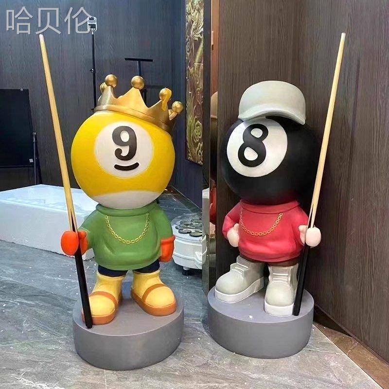 台球桌桌球开业装饰品摆件礼物商用客厅俱乐部公仔黑八大型台球厅