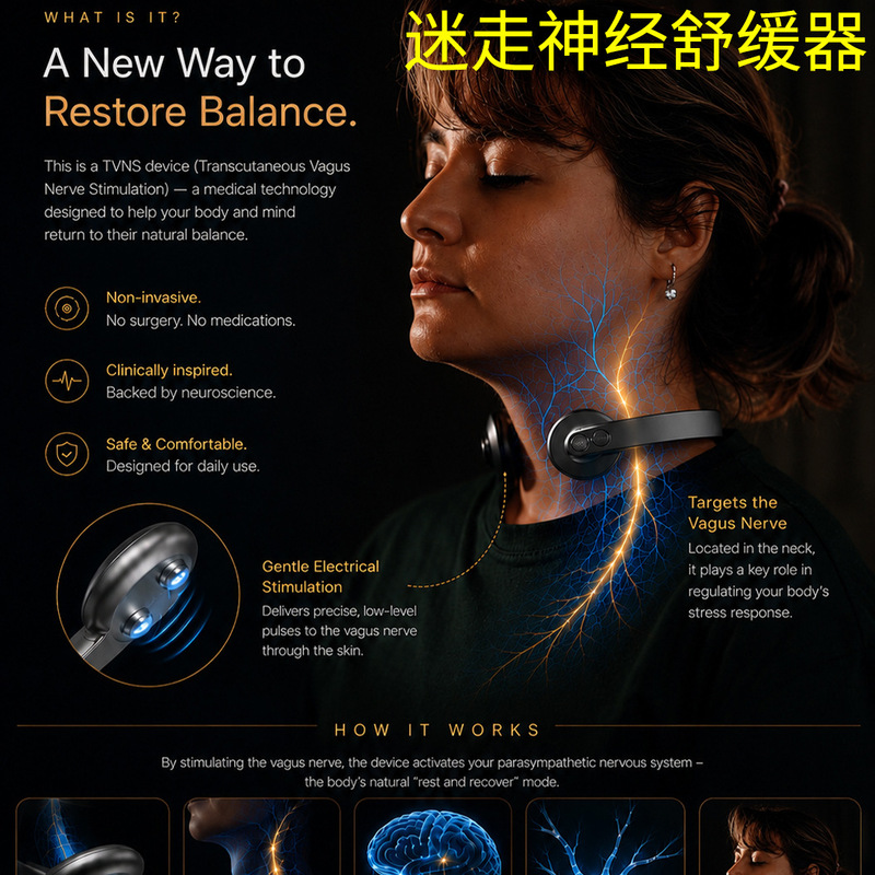 New Neck Nerve Stimulator for Sleep Relief and Relaxation, Intelligent Sleep Pulse Stress Relief and Soothing TVNS Stimulation New Neck Nerve Stimulator for Sleep Relief and Relaxation, Intelligent Sleep Pulse Stress Relief and Soothing TVNS Stimulation