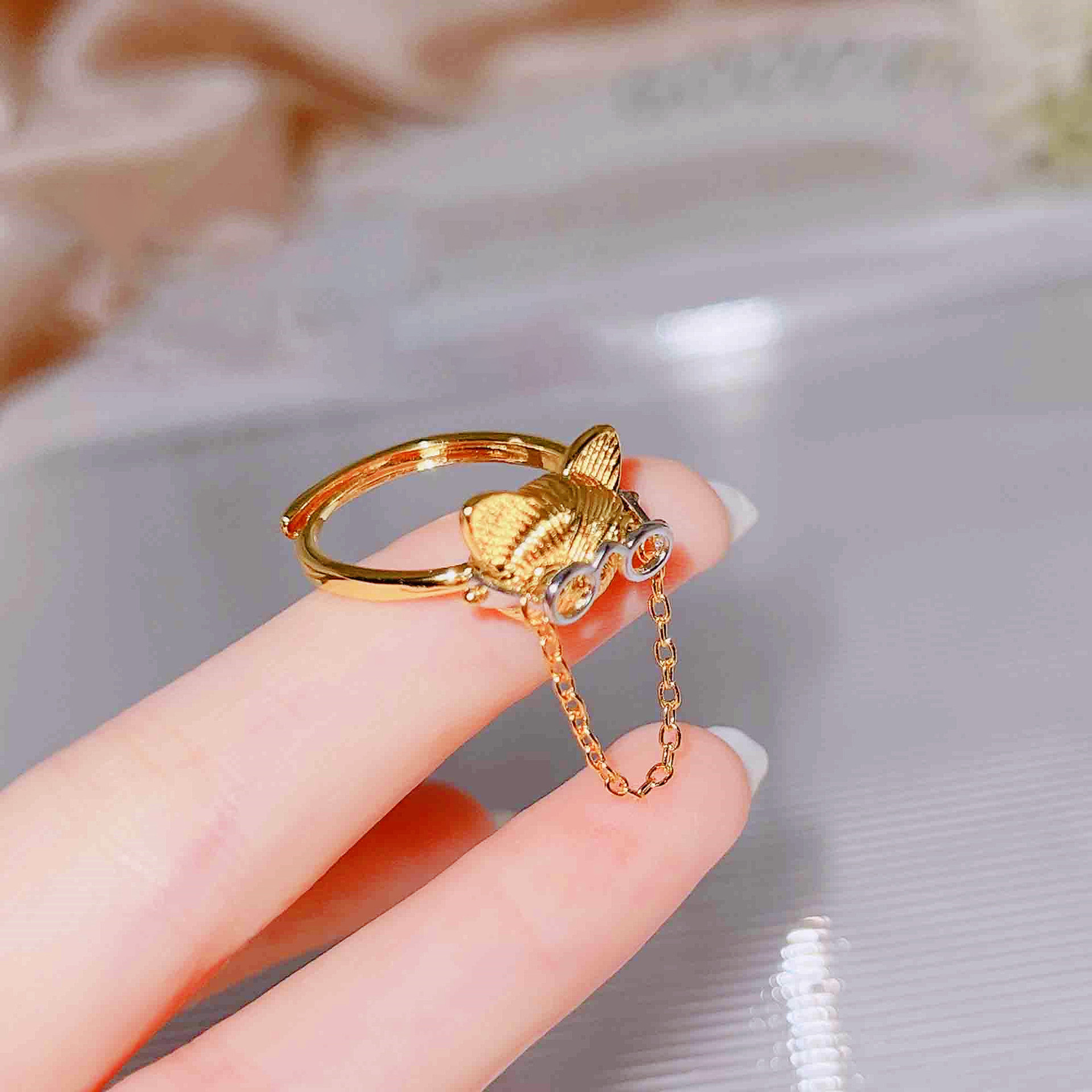 Cute Cat Copper Plating Inlay Artificial Gemstones Rings 1 Piece display picture 3