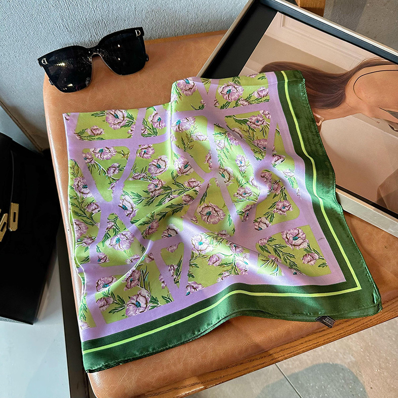 Bufandas de seda para mujeres 2025 primavera y otoño moda versátil temperamento minimalista 65cm bufandas de seda simuladas bufandas delgadas bufandas