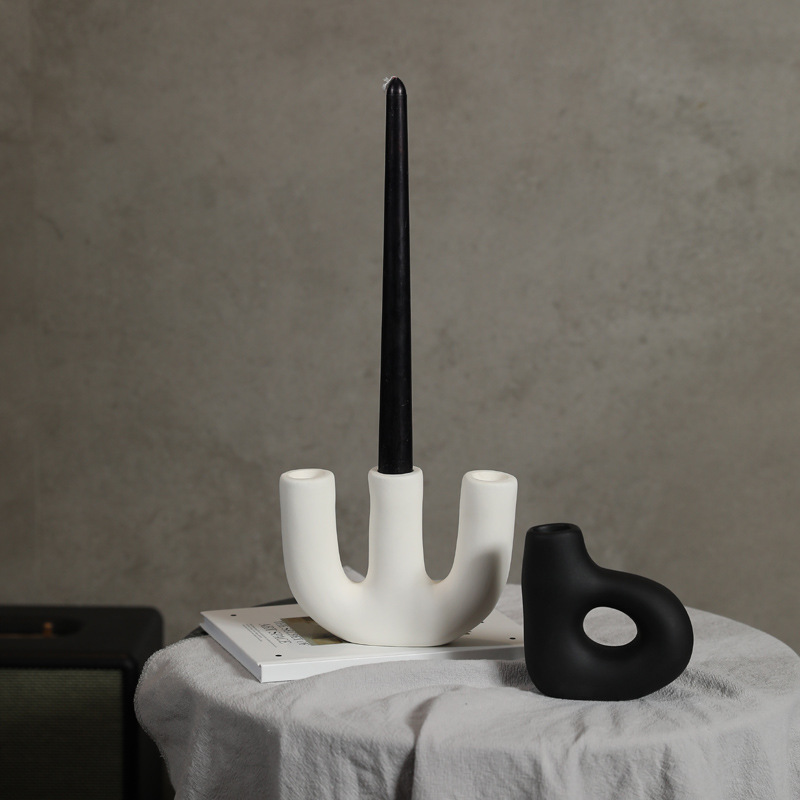 INS simple creativo blanco cerámica candelabro decoración con velas cena comedor Mesa decoración modelo decoración de la habitación
