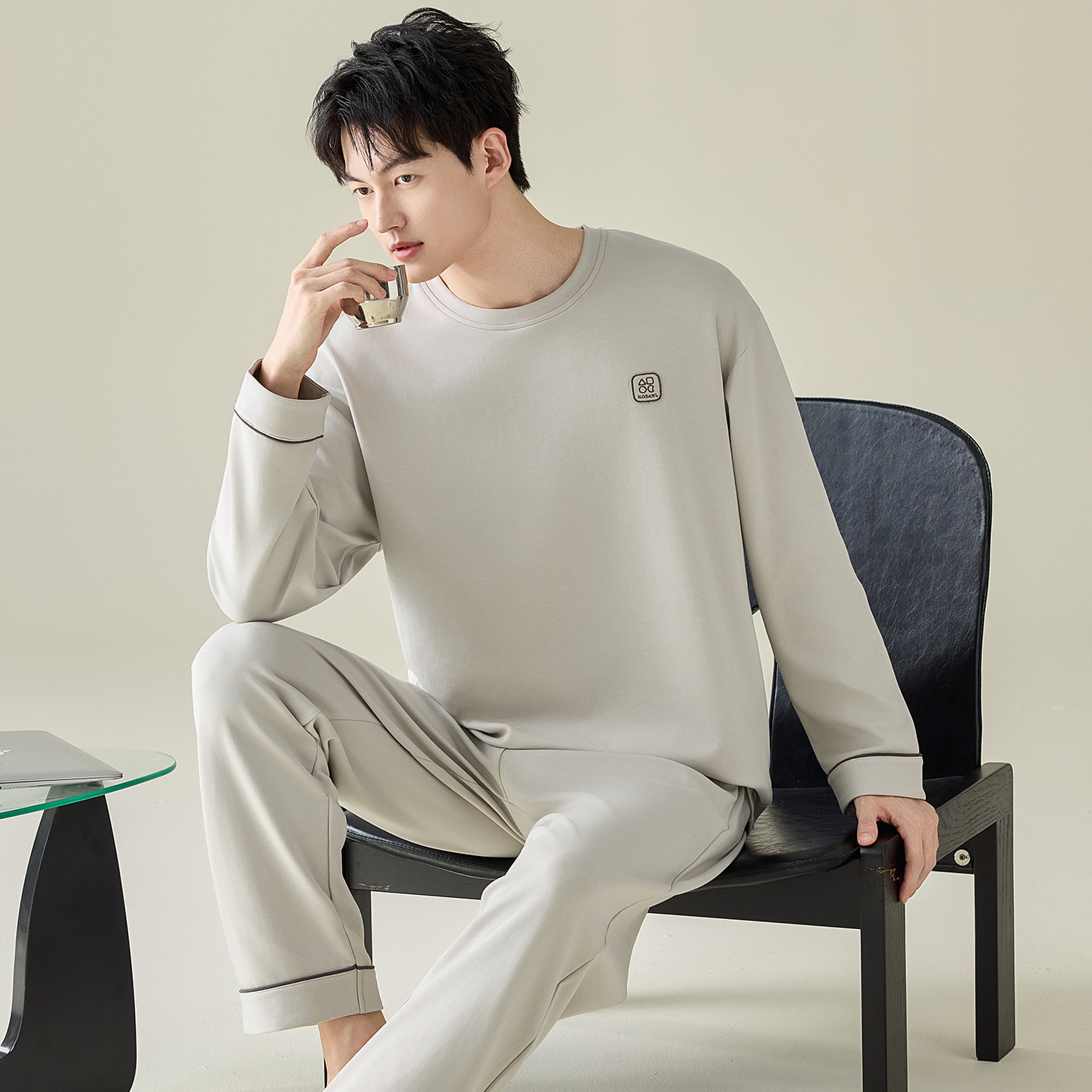 Men's Pajamas 100% Cotton Long-Sleeved Spring and Autum Loose Plus Size Casual Wearable Home Clothes Cotton Suit