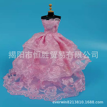 芭芘娃娃婚纱裙30cm娃娃裙子换拖尾礼服公主女孩儿童生日礼物玩具