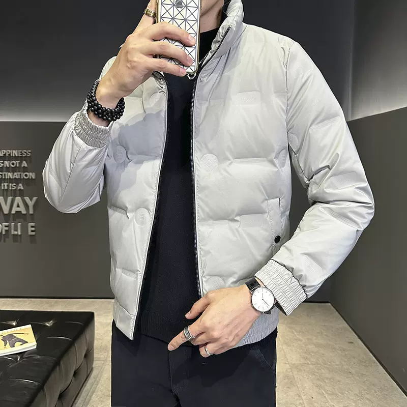 男士冬季短款羽绒服韩版潮流青年时尚休闲立领白鸭绒冬装大码外套