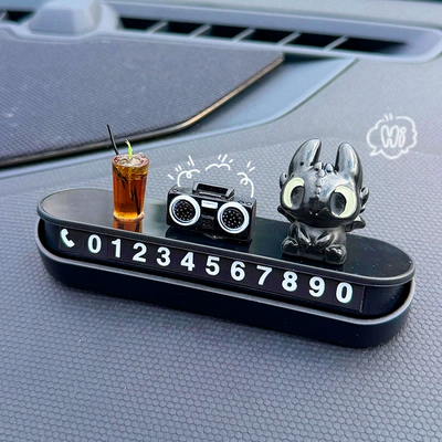 Creative Interior Decoration Item, Nömrəli dayanma kartı - black-toothless-radio-iced-americano-magnetic-digital-parking-number-plate