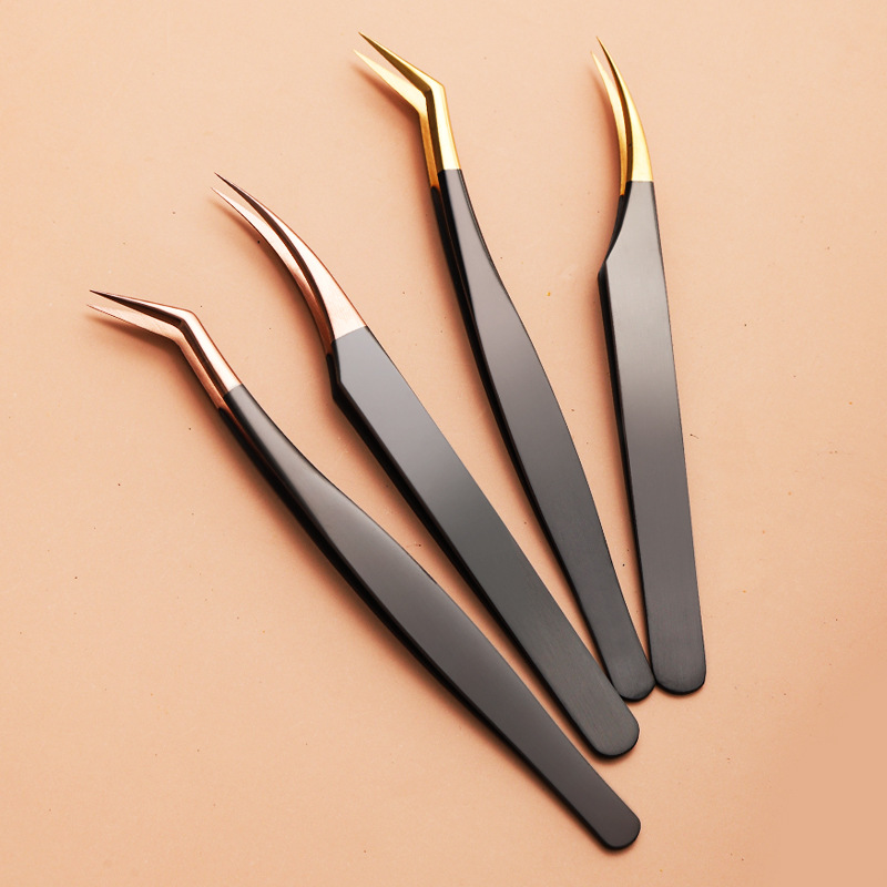 厂家直销不锈钢镊子 黑金工艺金羽 海豚加长夹 美容 美甲好帮手