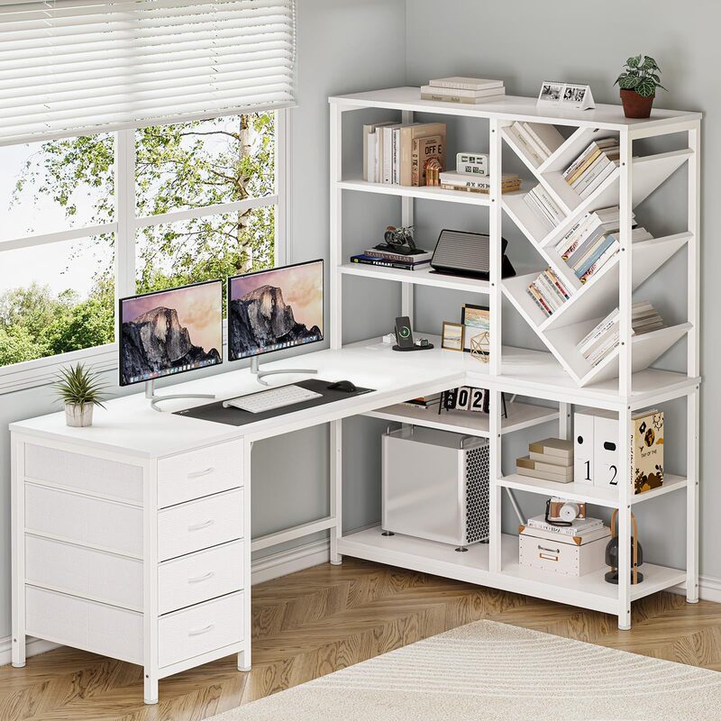 Popular multifunctional computer desk for home office with file cabinet, printer stand, and makeup table with drawers for storage Popular multifunctional computer desk for home office with file cabinet, printer stand, and makeup table with drawers for storage