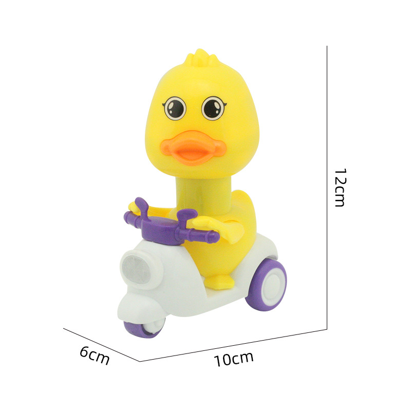 Presione el pequeño pato amarillo Tire hacia atrás coche motocicleta inercia coche de juguete para niños dibujos animados Niños y niñas lindo pato coche de juguete al por mayor