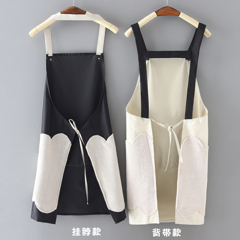 おしゃれでシンプルな家庭用キッチンエプロン防水防油女性夏の薄いタイプの出勤料理大人の腰を囲む作業服|undefined