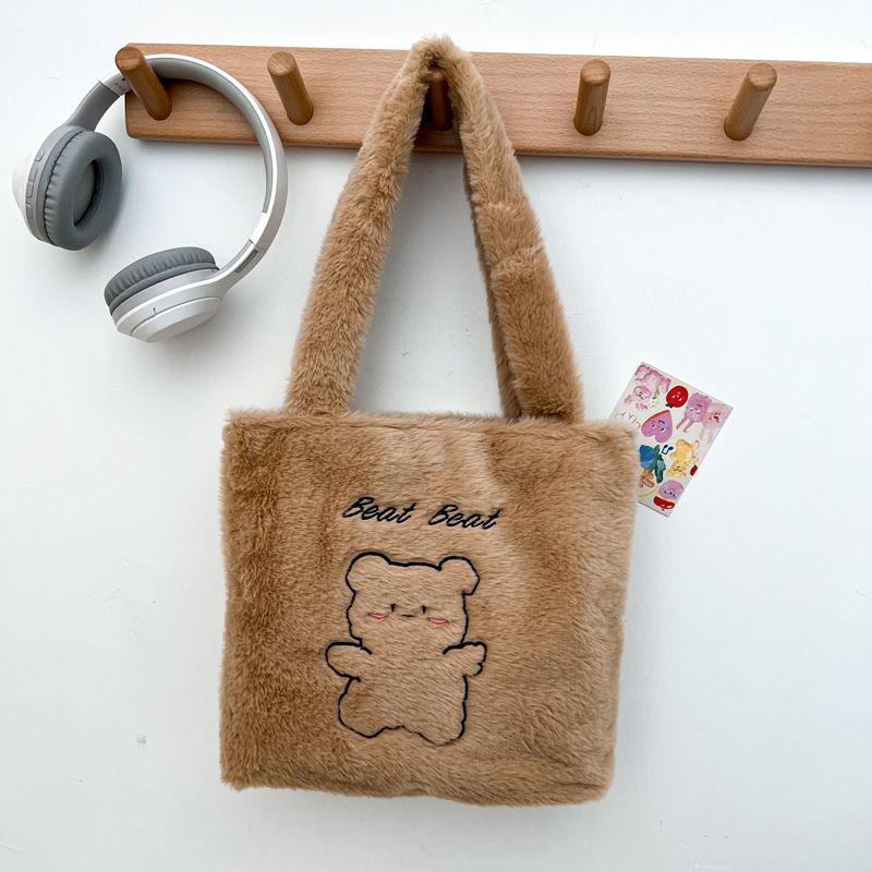 2024 creativo nuevo otoño invierno peluche bolso de invierno bolso de hombro de gran capacidad japonés