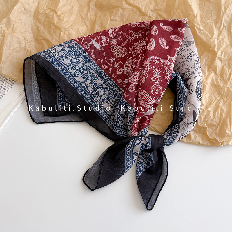 오블리크 캐슈넛 58 모조 린넨-레드 및 블루