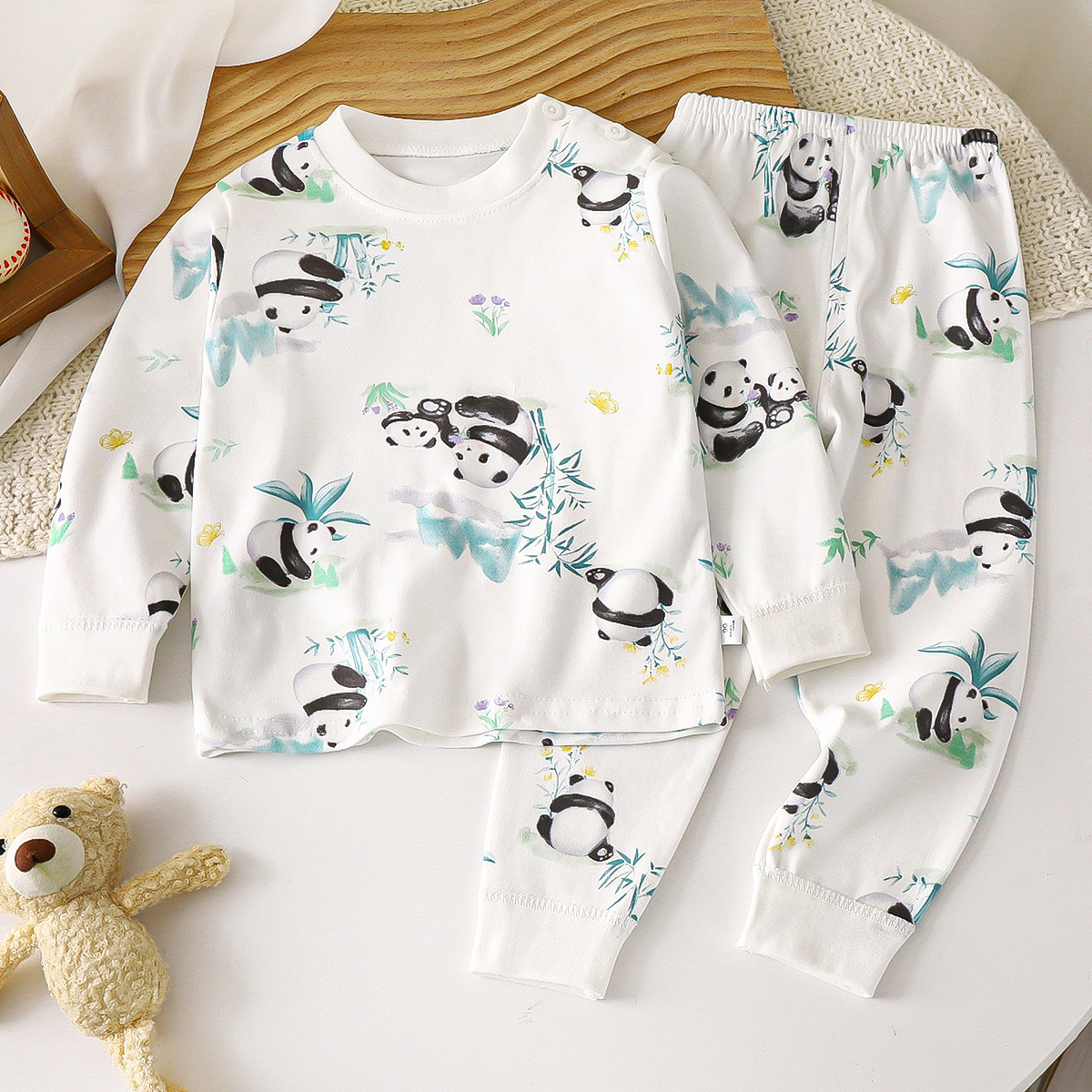 7A Antibacterial Children's Underwear suit Pure Cotton New Boys' Autumn Pajamas Baby Girls' Autumn Clothes and Pants Home Clothes