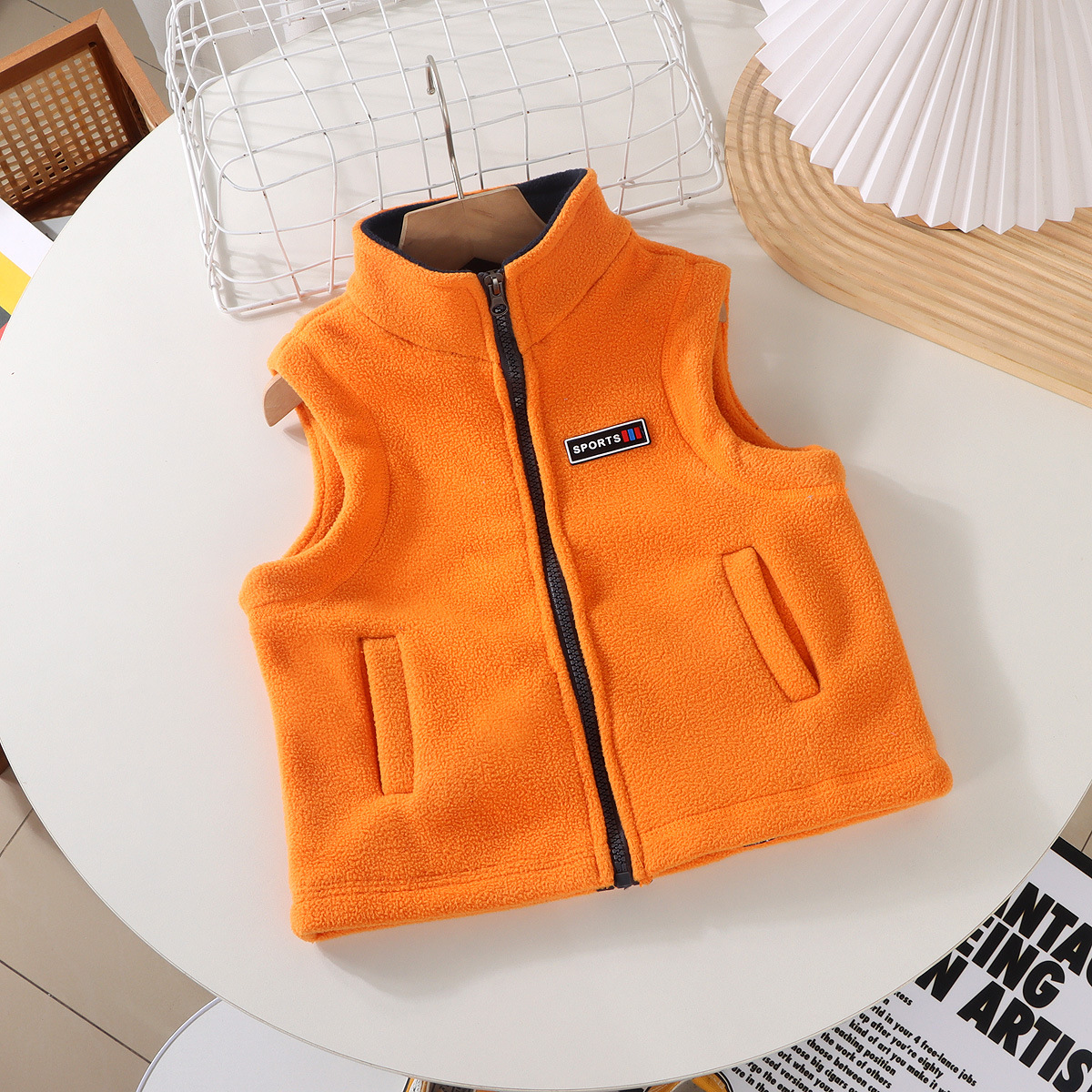 Chaleco de estilo coreano para niños niñas niños bebés primavera y otoño chaleco cálido para niños medianos y grandes Otoño e Invierno Polar polar ropa exterior