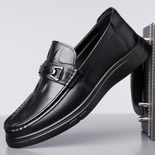2025春秋新款男士商务休闲皮鞋男软皮软底懒人套脚爸爸鞋单鞋9117