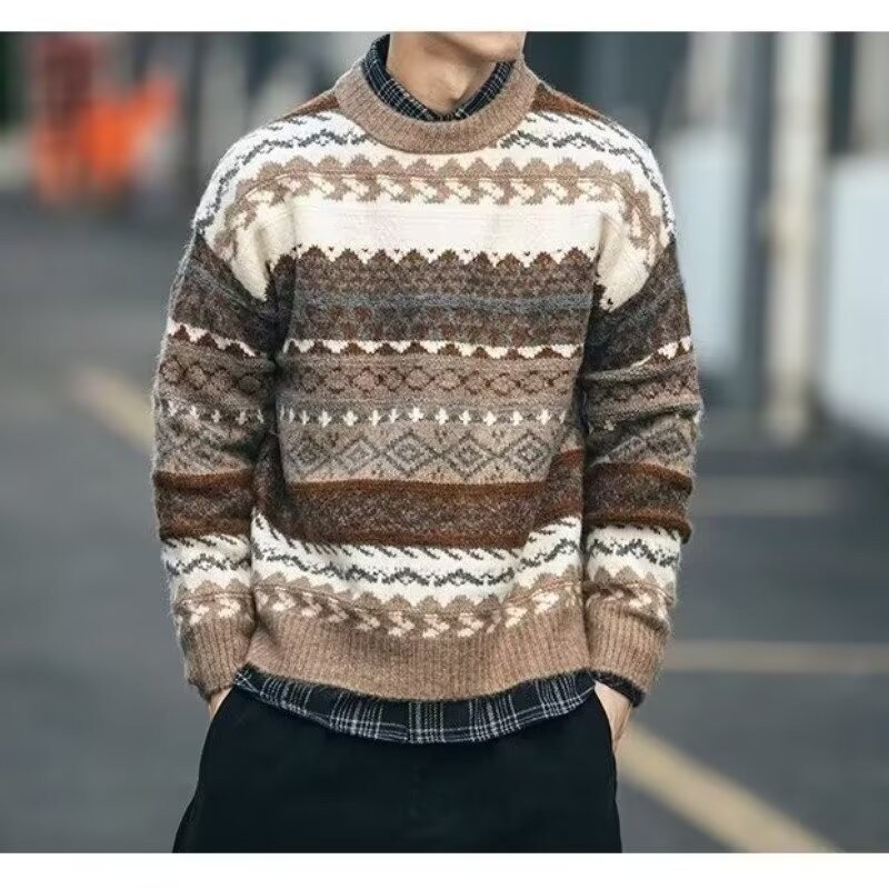 Herrenbekleidung Pullover Retro Lazy High End Vintage Winter Strickpullover_voghion.com