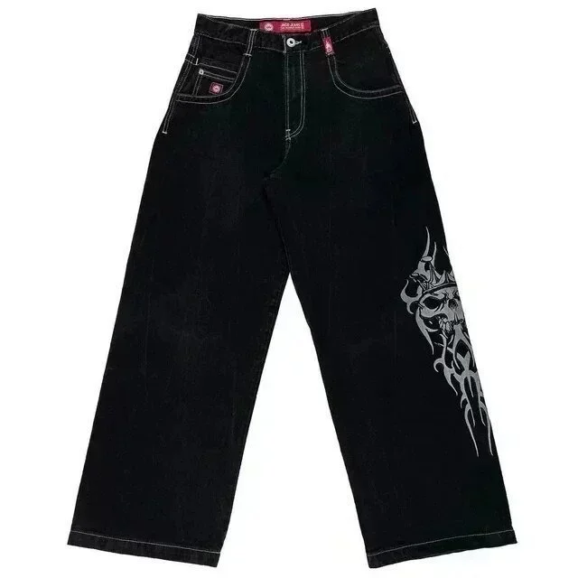 Джинсы (JNCO) мужские Harajuku хип‑хоп ретро с черепом, уличный Y2K стиль