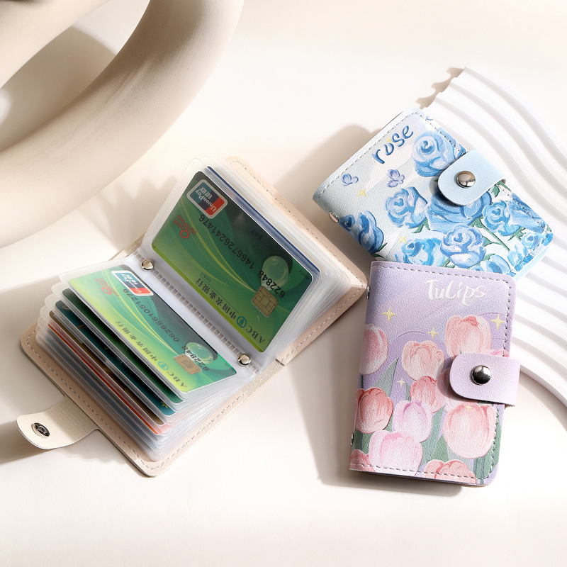 Vintage Oil Painting Card Bag Large Capacity Women's Multi-Card Driver's License Card Jacket Card Bag Small Cartoon Coin Purse Vintage Oil Painting Card Bag Large Capacity Women's Multi-Card Driver's License Card Jacket Card Bag Small Cartoon Coin Purse
