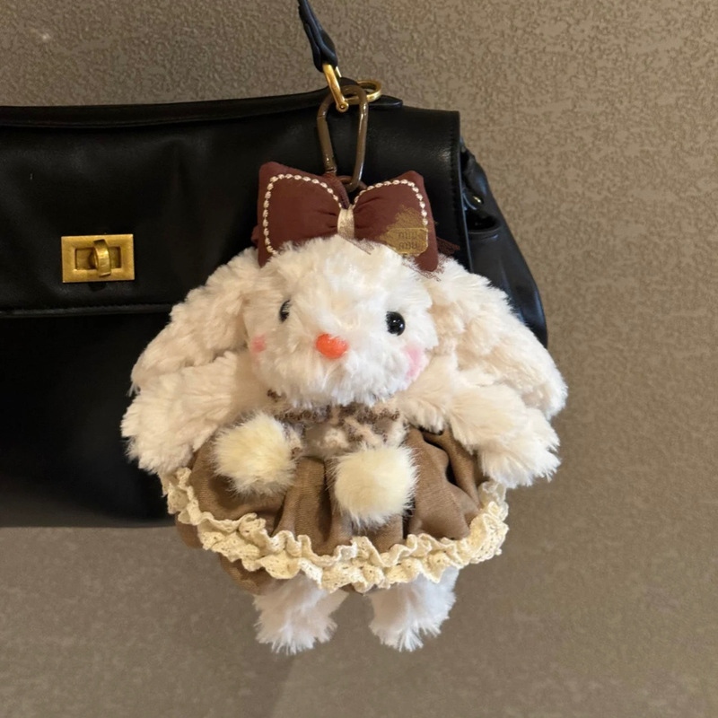 New West Highland Rabbit Doll Pendant Cartoon Plush Doll Ear Drop Rabbit Cute Wear Doll Bag Pendant