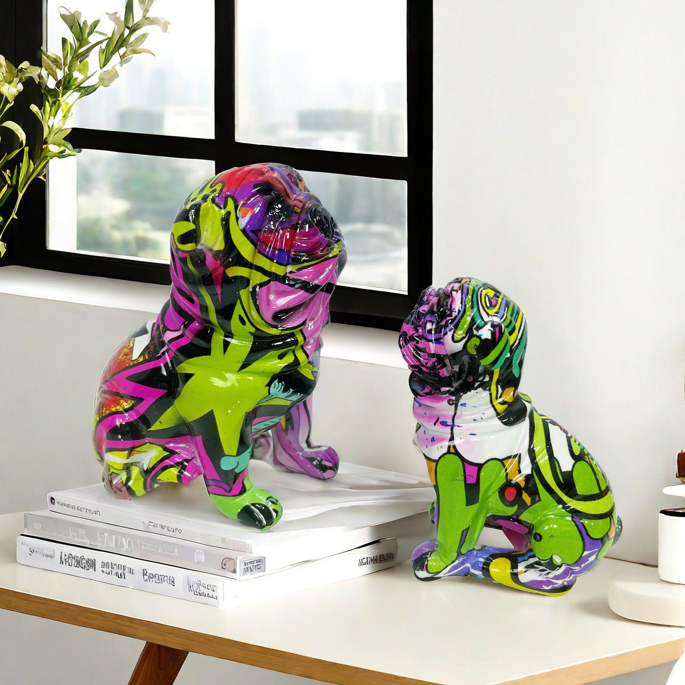 Adornos de Resina de Bulldog Coloridos, Decoración para Sala de Estar, Decoración para Mueble Bar, Regalos Empresariales
