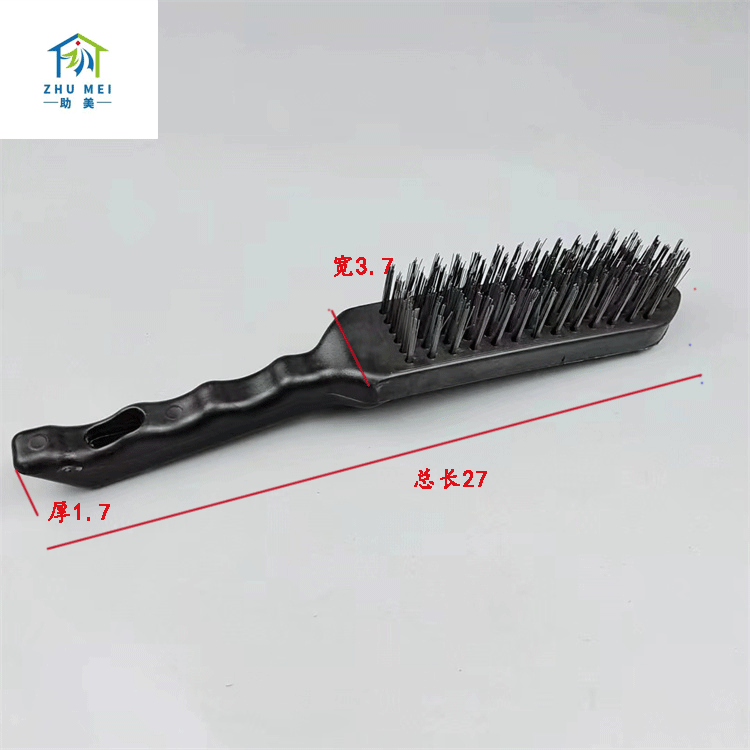 Cepillo de alambre con mango de plástico para limpiar cepillo de alambre de cobre con mango de plástico de acero industrial, cepillo de alambre de acero chapado en cobre para descontaminar a mano y duradero