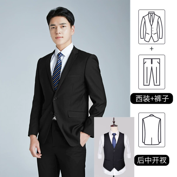 Black trousers, shirt, vest