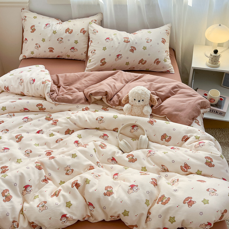 Todo el algodón otoño invierno doble hilo espesado cuatro piezas Xinjiang colcha de algodón de lana larga una cama de algodón puro cuatro piezas