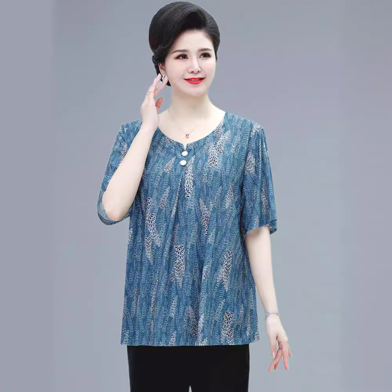 Middle-Aged and Elderly Women's Summer T-Shirts, Loose Mom Tops, 100kg Extra-Large Plus Size Elderly Fat Grandma Suits Middle-Aged and Elderly Women's Summer T-Shirts, Loose Mom Tops, 100kg Extra-Large Plus Size Elderly Fat Grandma Suits