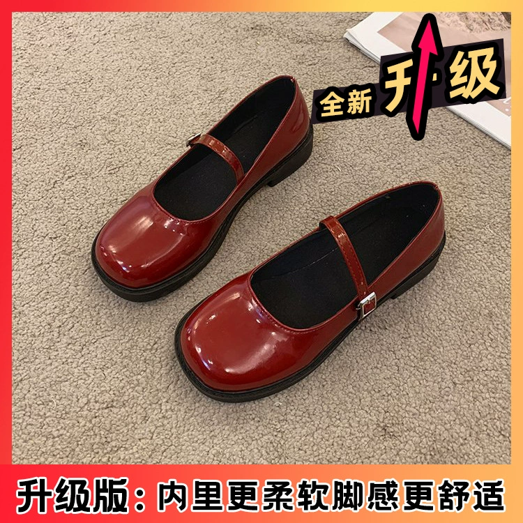 法式复古小皮鞋女2025年新款夏季圆头粗跟单鞋纯色配裙子玛丽珍鞋