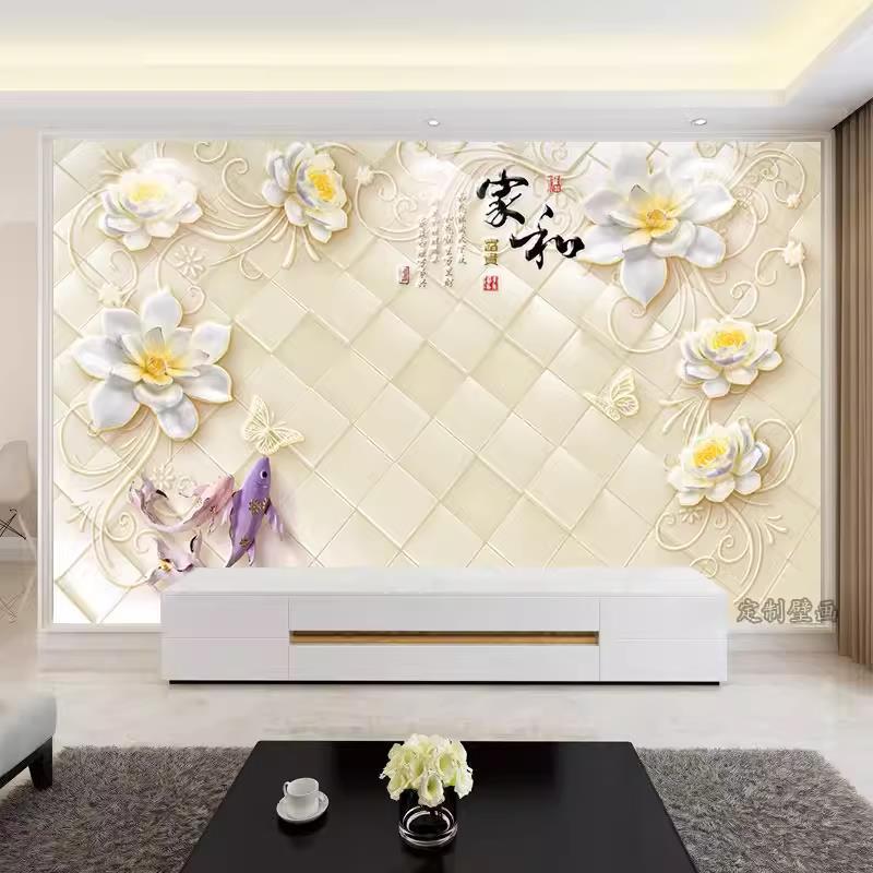 墙纸3d立体壁画电视背景墙壁纸客厅家和影视壁布装饰墙布自粘|undefined