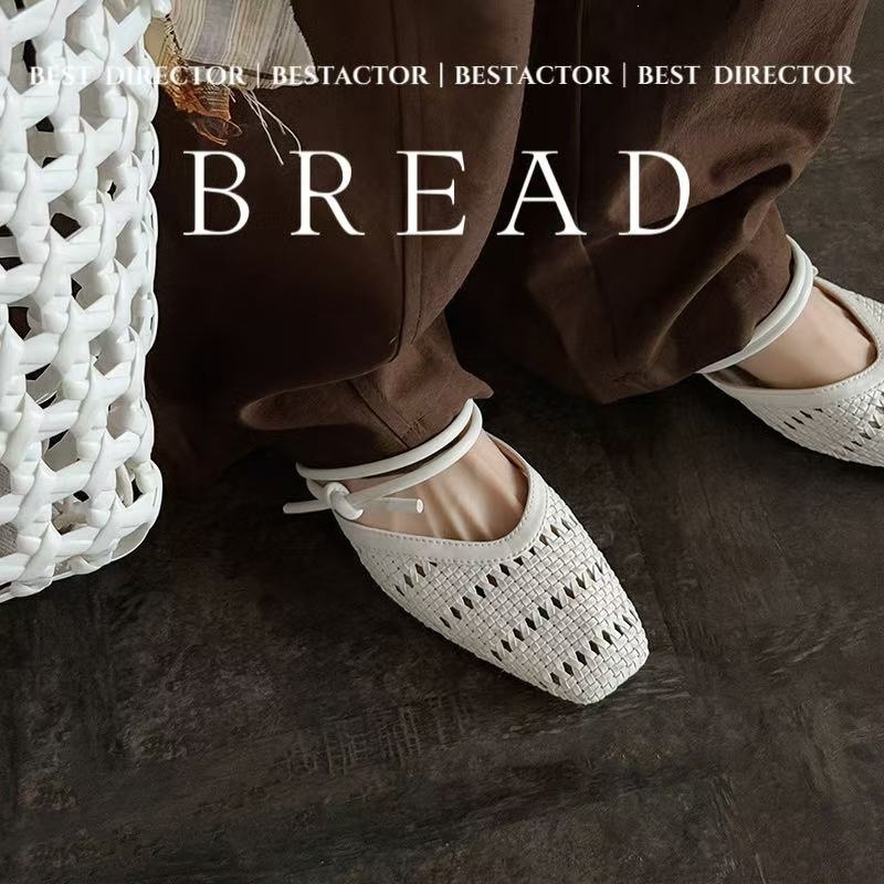 Dép sandal nữ da cừu mũi vuông gót thấp quai chữ V phối màu — màu nâu, Màu cà phê đậm, màu trắng ngà chi tiết 89
